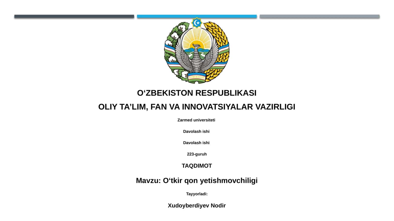 Oʻtkir qon yetishmovchiligi