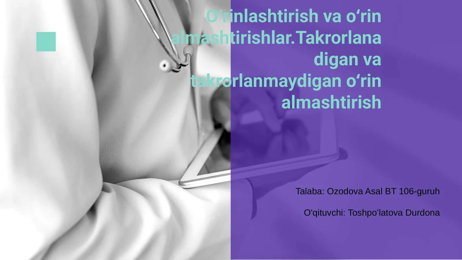 Oʻrinlashtirish va oʻrin almashtirishlar