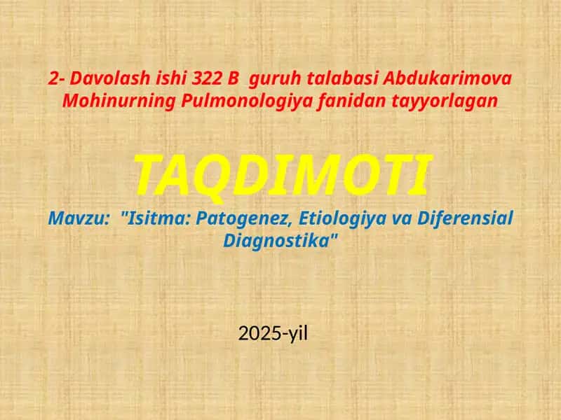 Isitma: Patogenez, Etiologiya va Diferensial Diagnostika