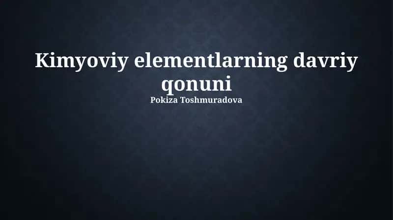 Kimyoviy elementlarning davriy qonuni