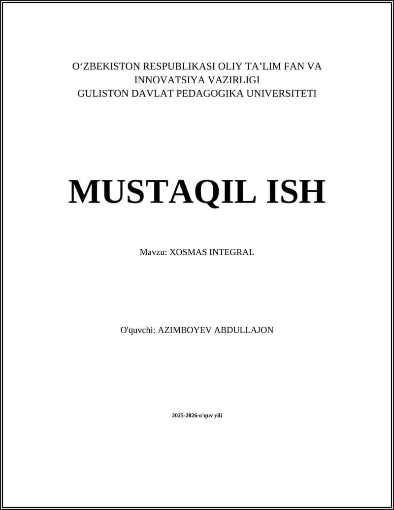 XOSMAS INTEGRAL