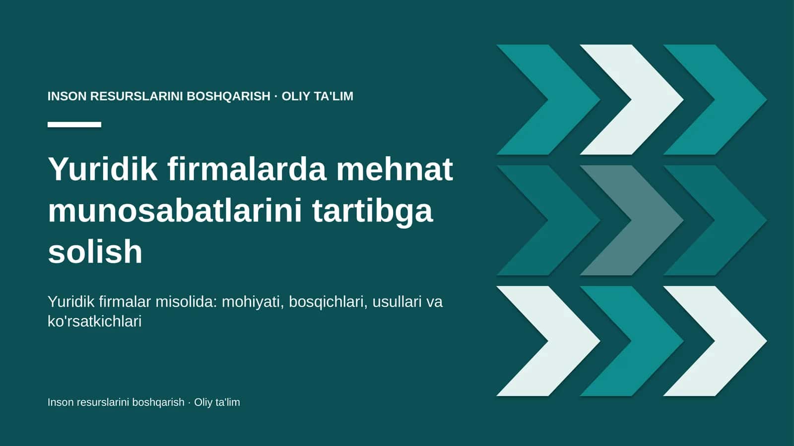 Yuridik firmalarda mehnat munosabatlarini tartibga solish