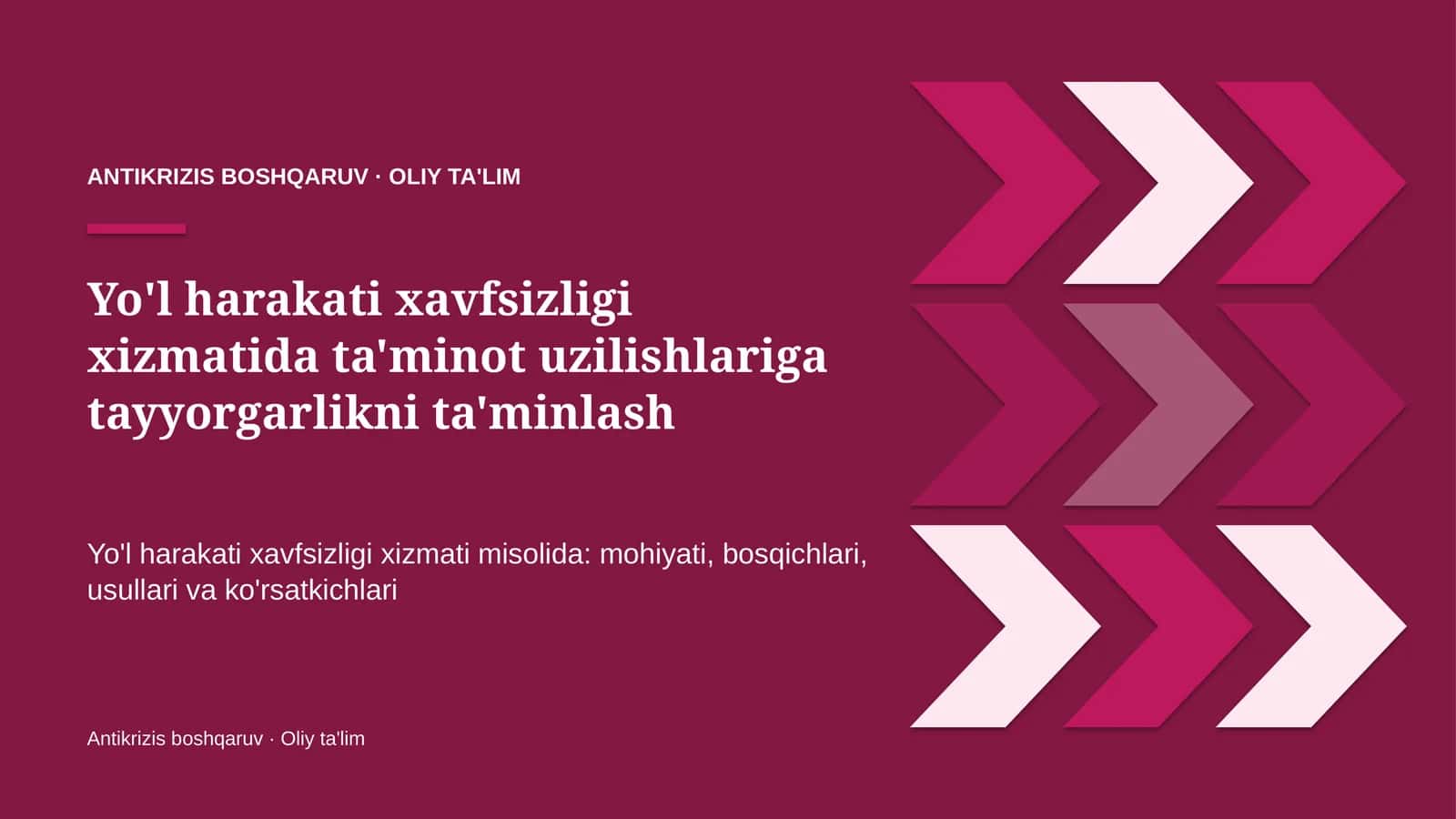 Yo'l harakati xavfsizligi xizmatida ta'minot uzilishlariga tayyorgarlikni ta'minlash