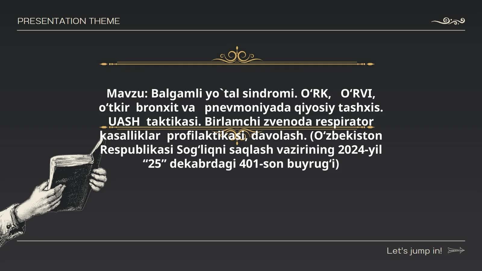 Balgamli yo`tal sindromi. O‘RK, O‘RVI, o‘tkir bronxit va pnevmoniyada qiyosiy tashxis. UASH taktikasi. Birlamchi zvenoda respirator kasalliklar profilaktikasi, davolash
