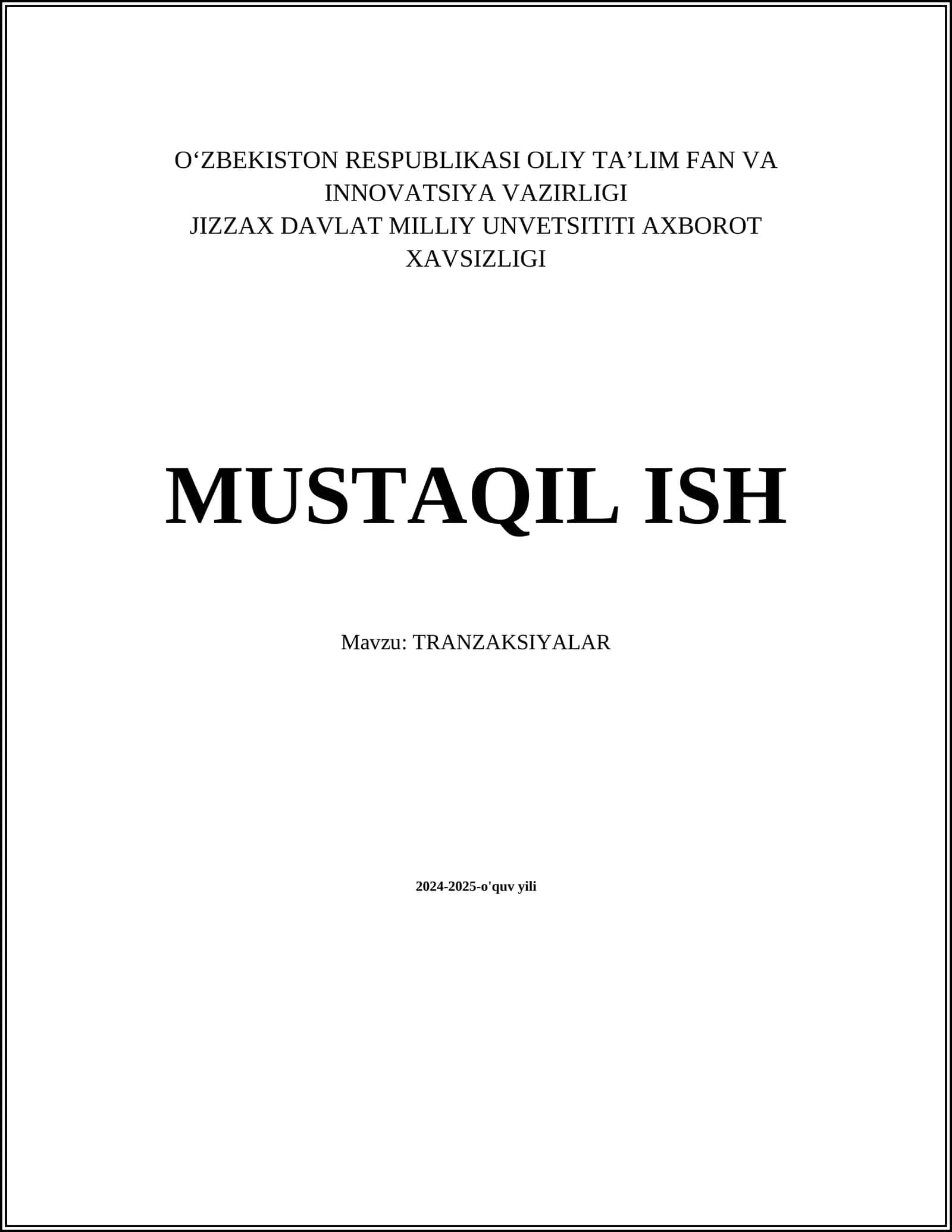 TRANZAKSIYALAR