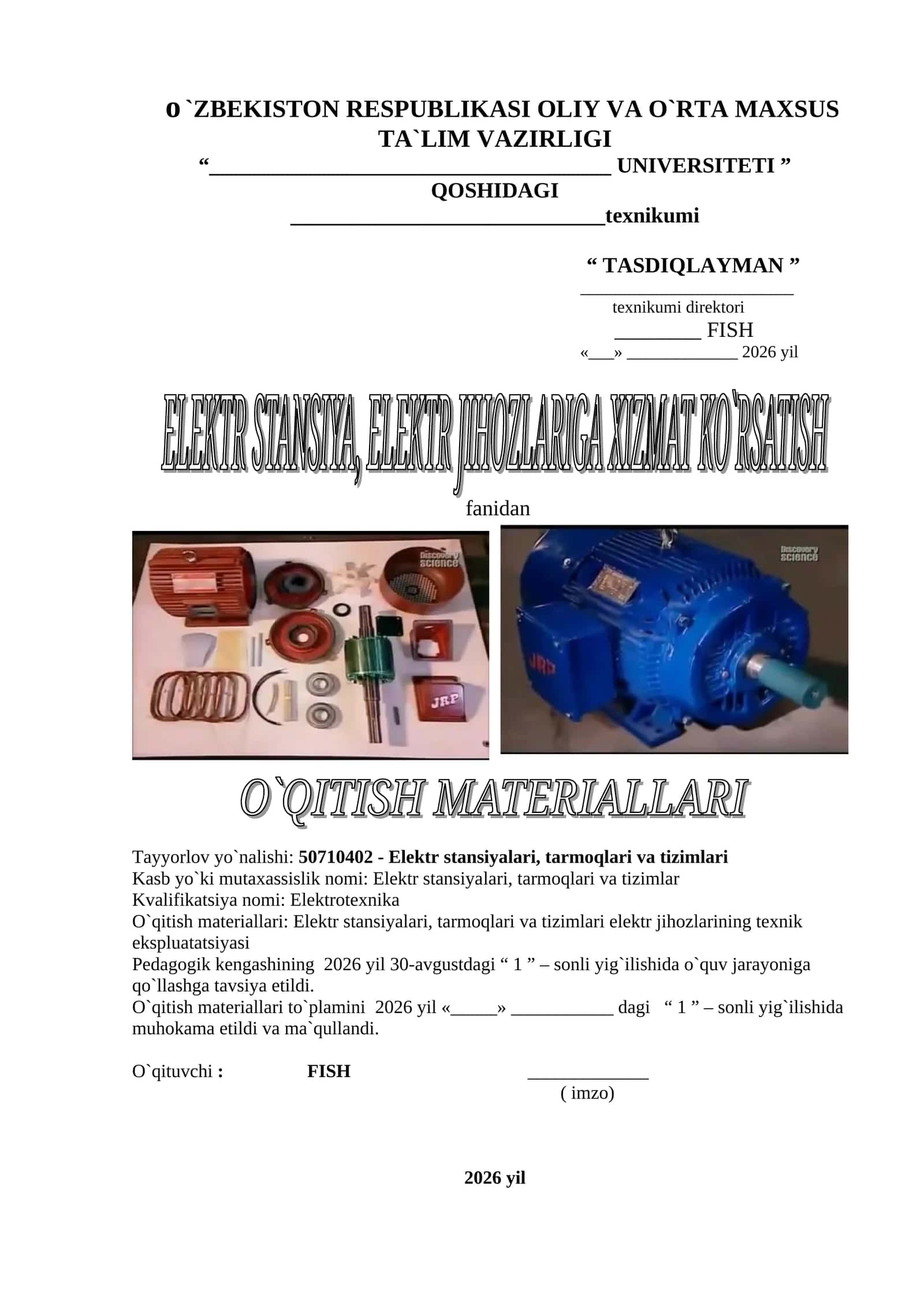 Elektr stansiyalari, tarmoqlari va tizimlari