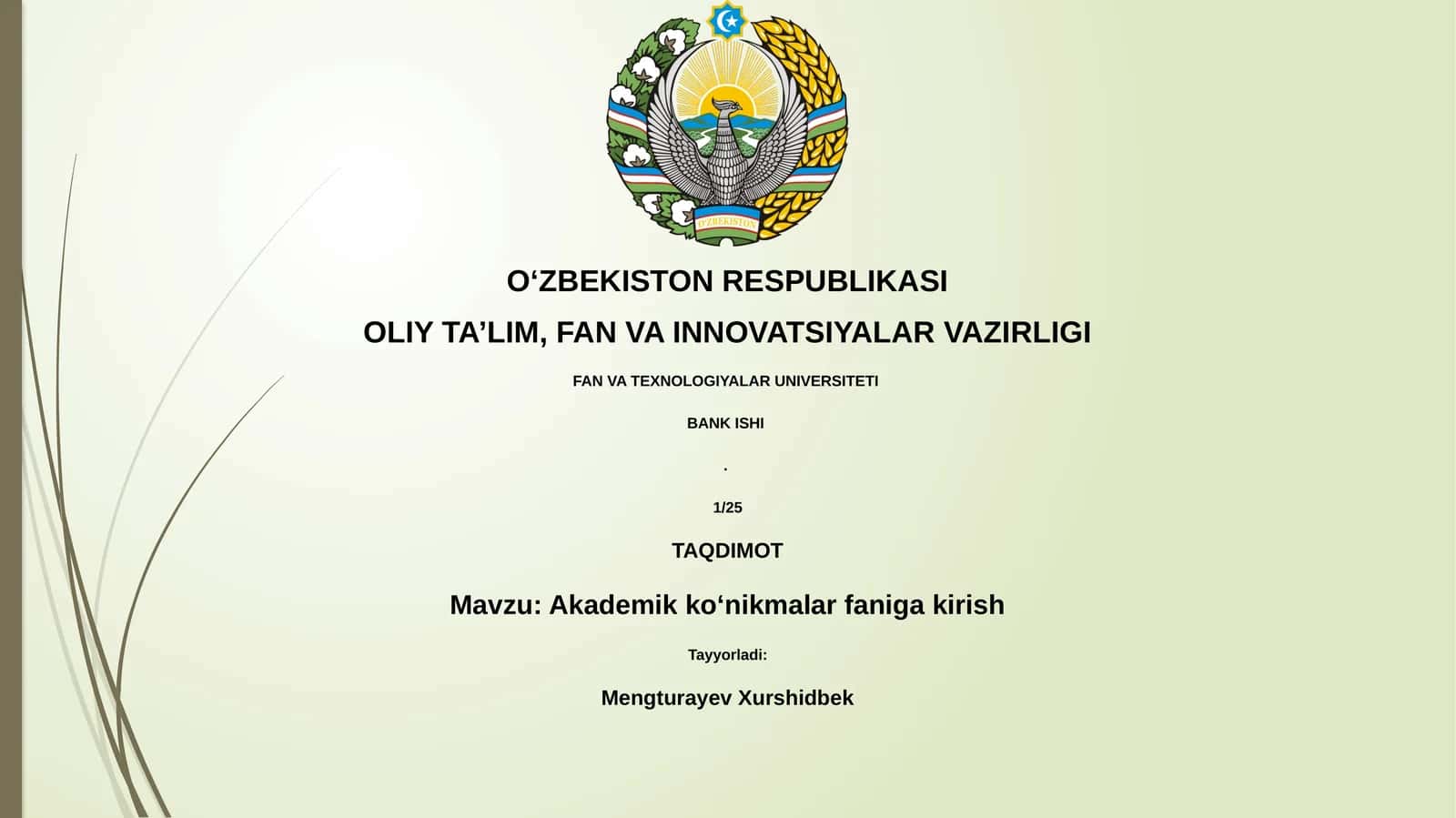 Akademik koʻnikmalar faniga kirish