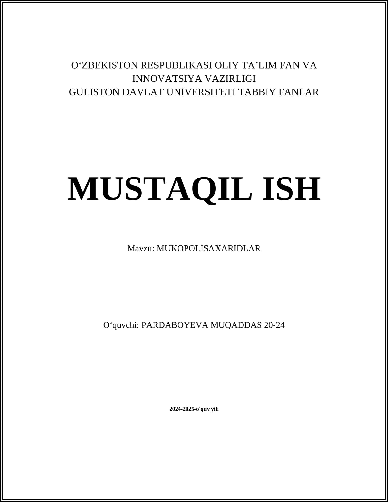 MUKOPOLISAXARIDLAR