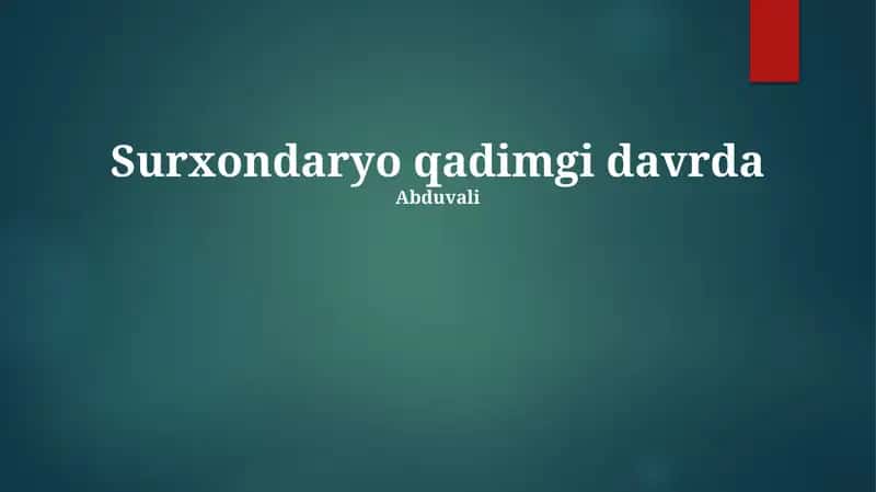 Surxondaryo qadimgi davrda