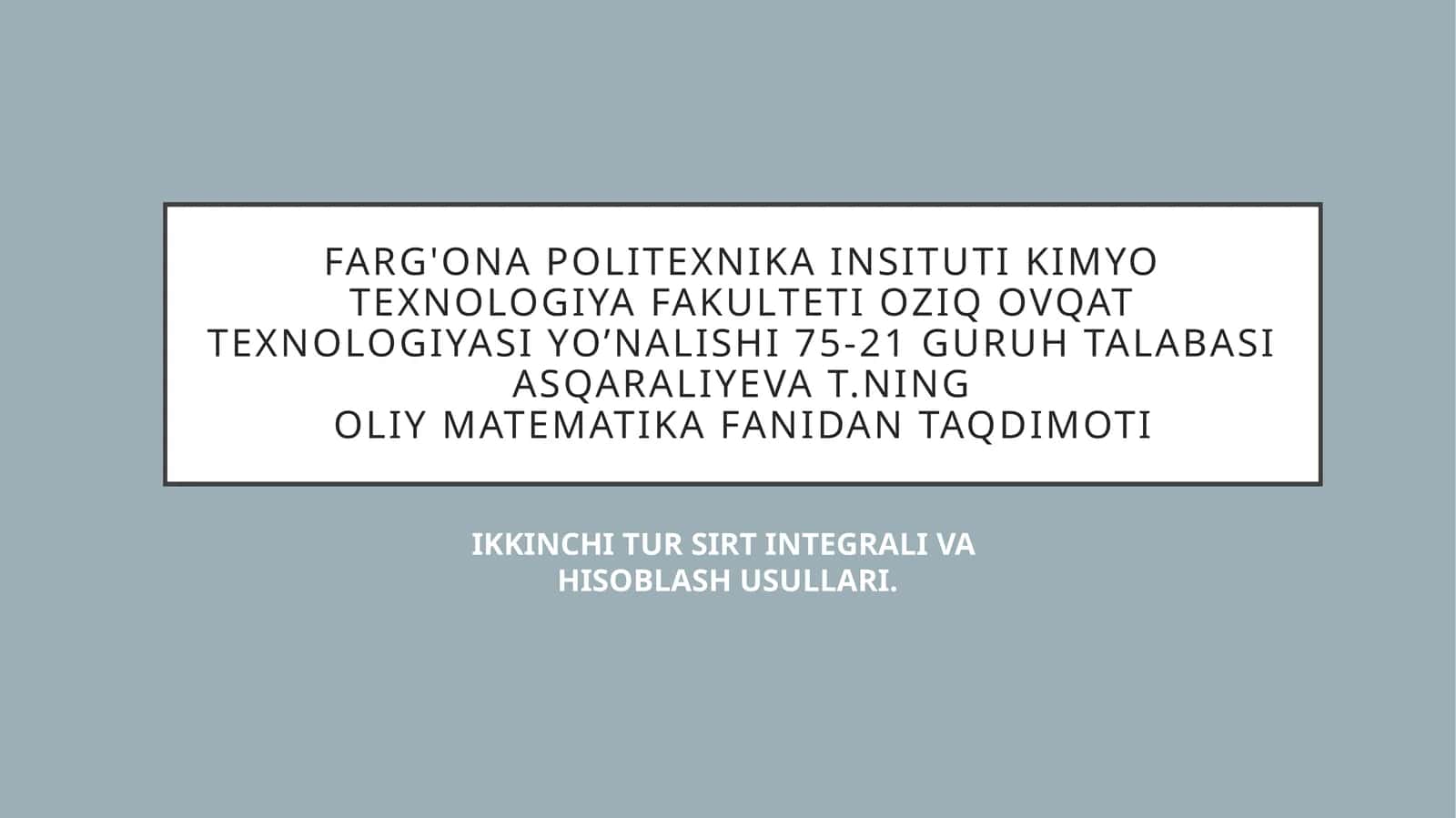 IKkinchi tur sirt integrali va hisoblash usullari