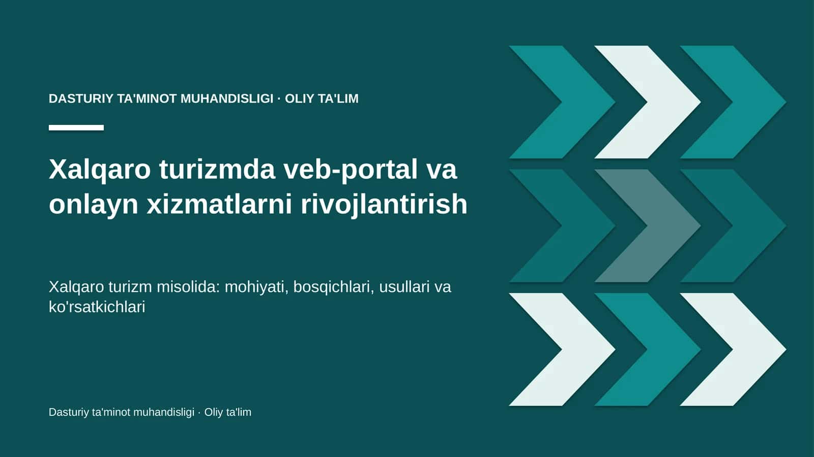 Xalqaro turizmda veb-portal va onlayn xizmatlarni rivojlantirish