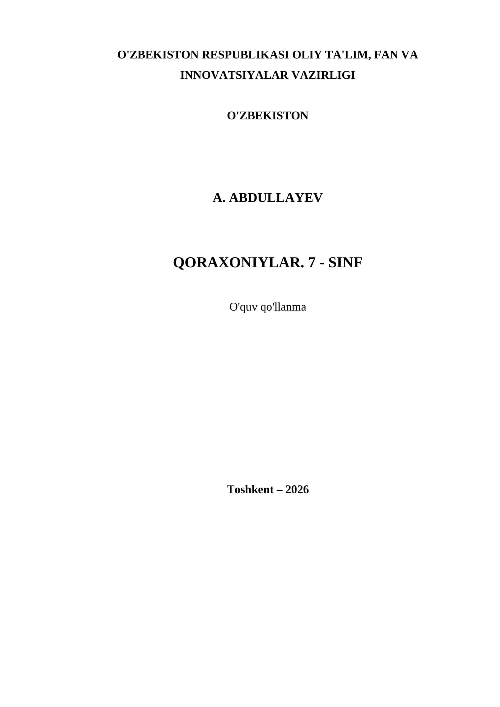 QORAXONIYLAR. 7 - SINF