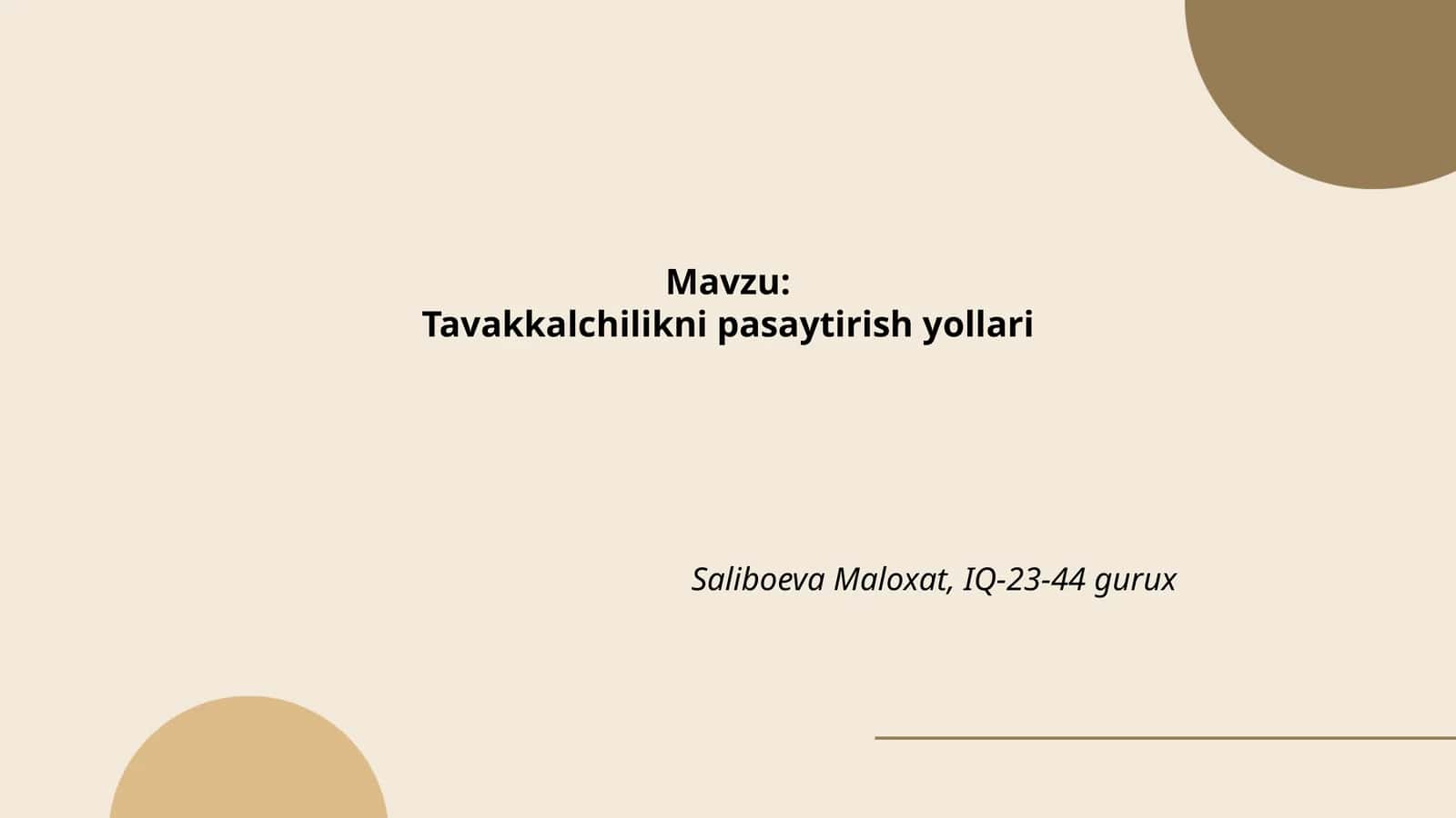 Tavakkalchilikni boshqarish tamoyillari