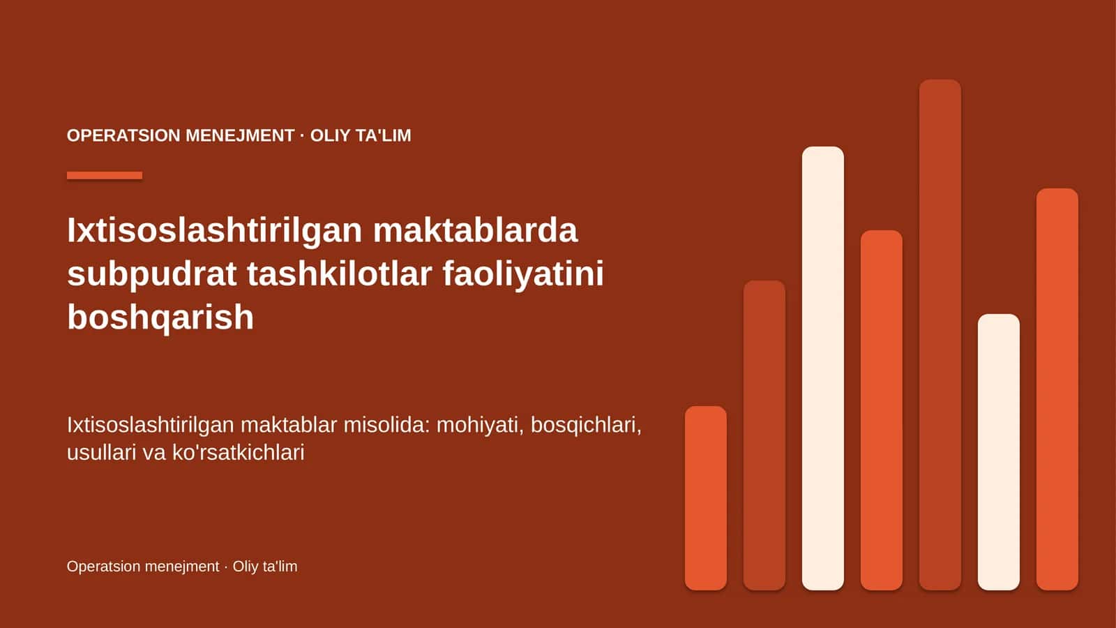 Ixtisoslashtirilgan maktablarda subpudrat tashkilotlar faoliyatini boshqarish