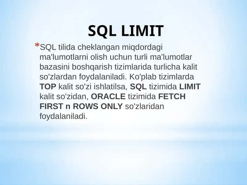 SQL LIMIT