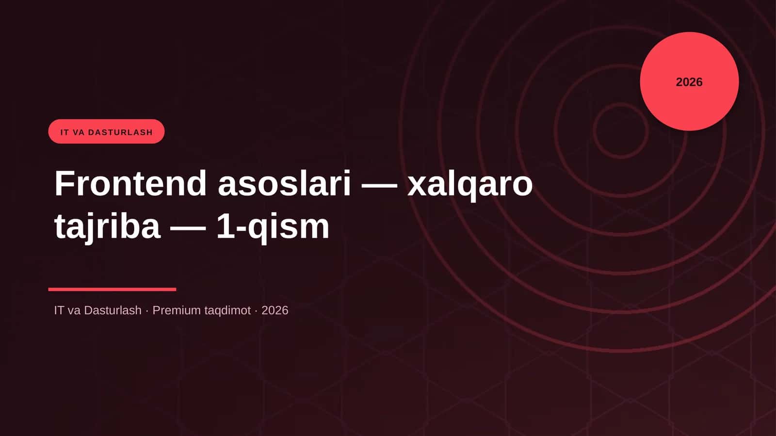 Frontend asoslari - xalqaro tajriba - 1-qism