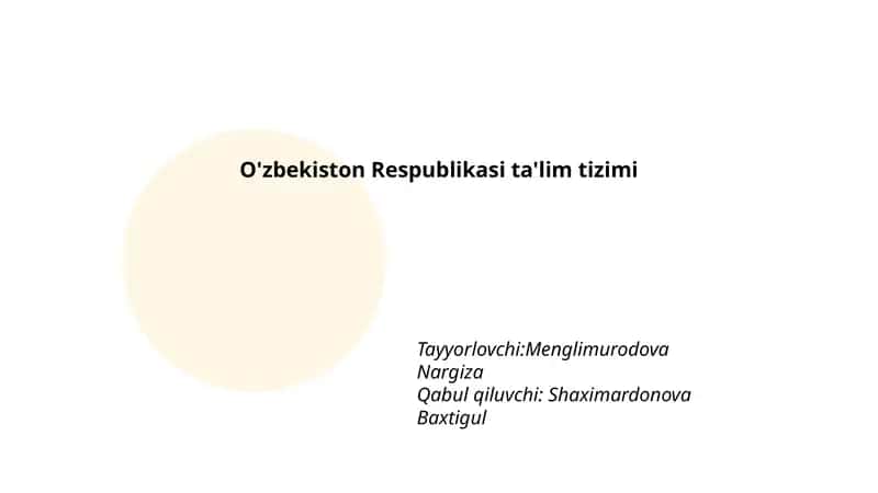O'zbekiston Respublikasi ta'lim tizimi