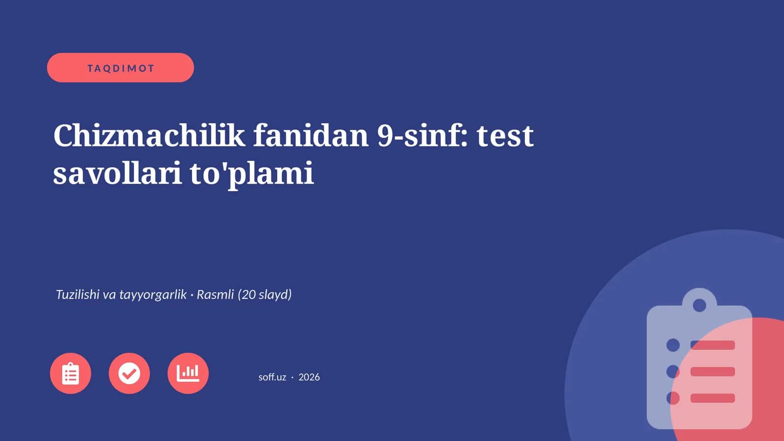 Chizmachilik fanidan 9-sinf: test savollari to'plami