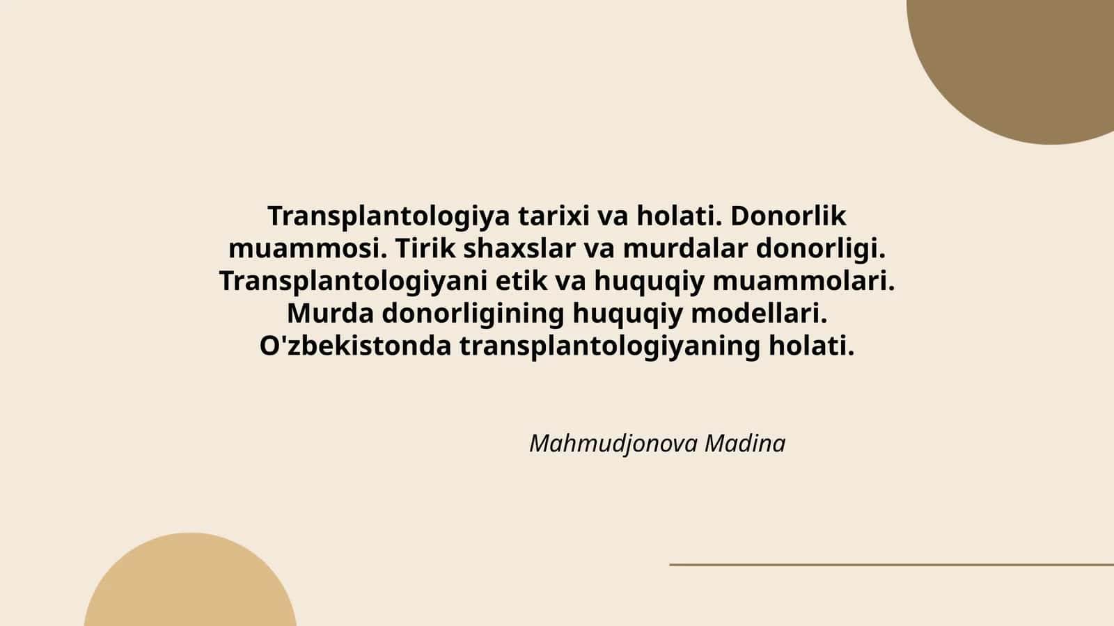 Transplantologiya tarixi va holati