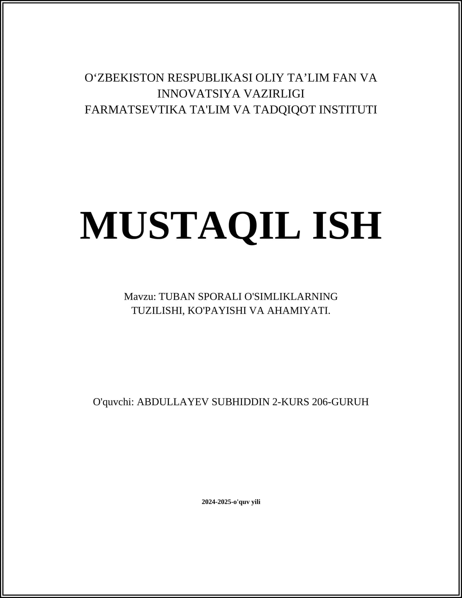 Tuban Sporali O'simliklarning Tuzilishi va Hayotiy Sikli