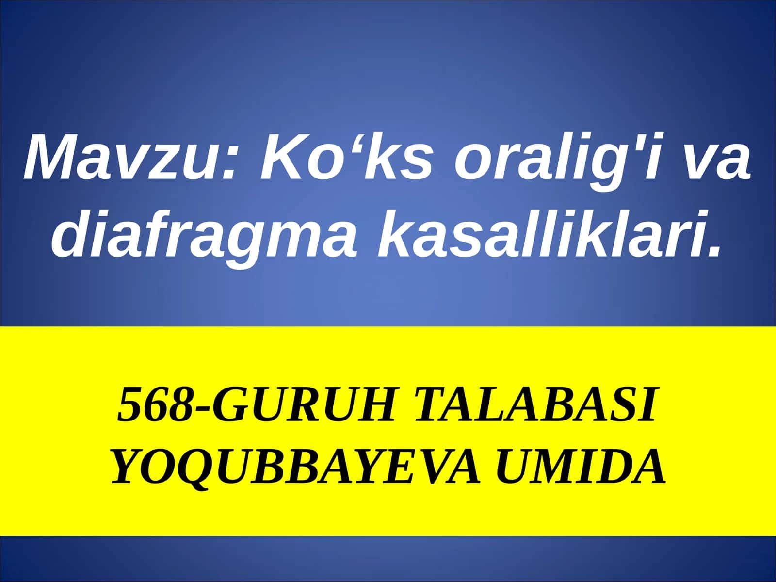 Ko'ks oralig'i va diafragma kasalliklari