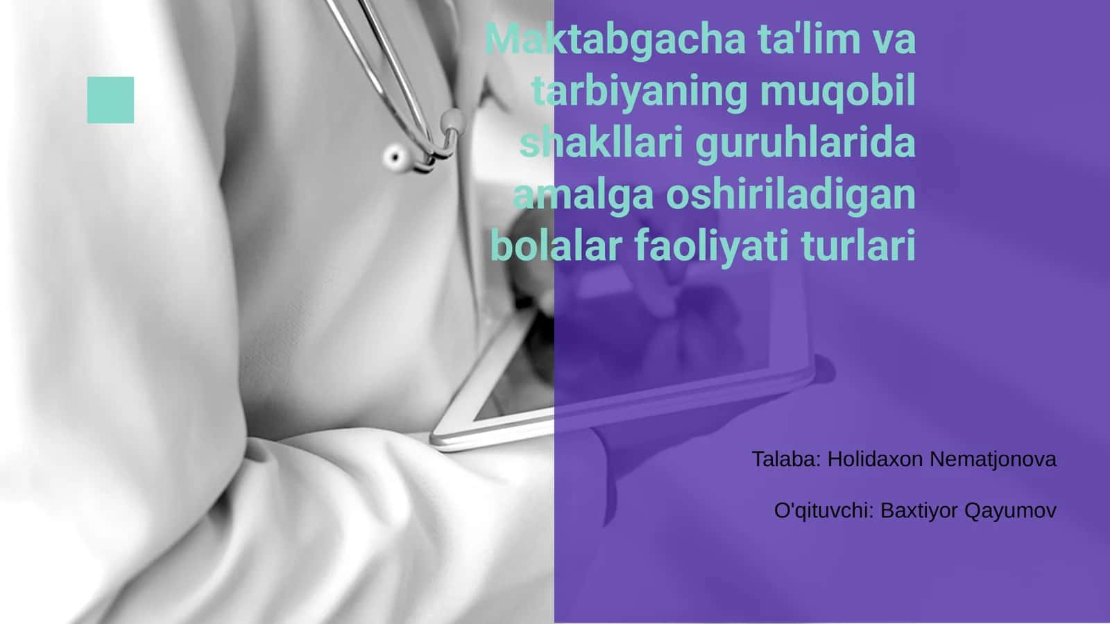 Maktabgacha ta'lim va tarbiyaning muqobil shakllari guruhlarida amalga oshiriladigan bolalar faoliyati turlari