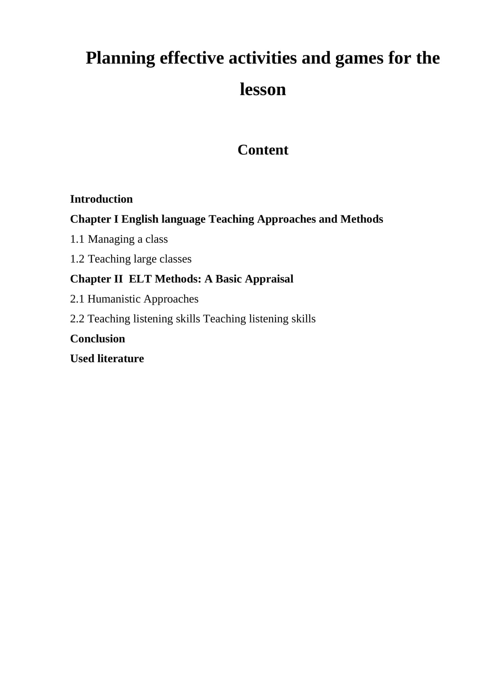 English Language Teaching Methods Course