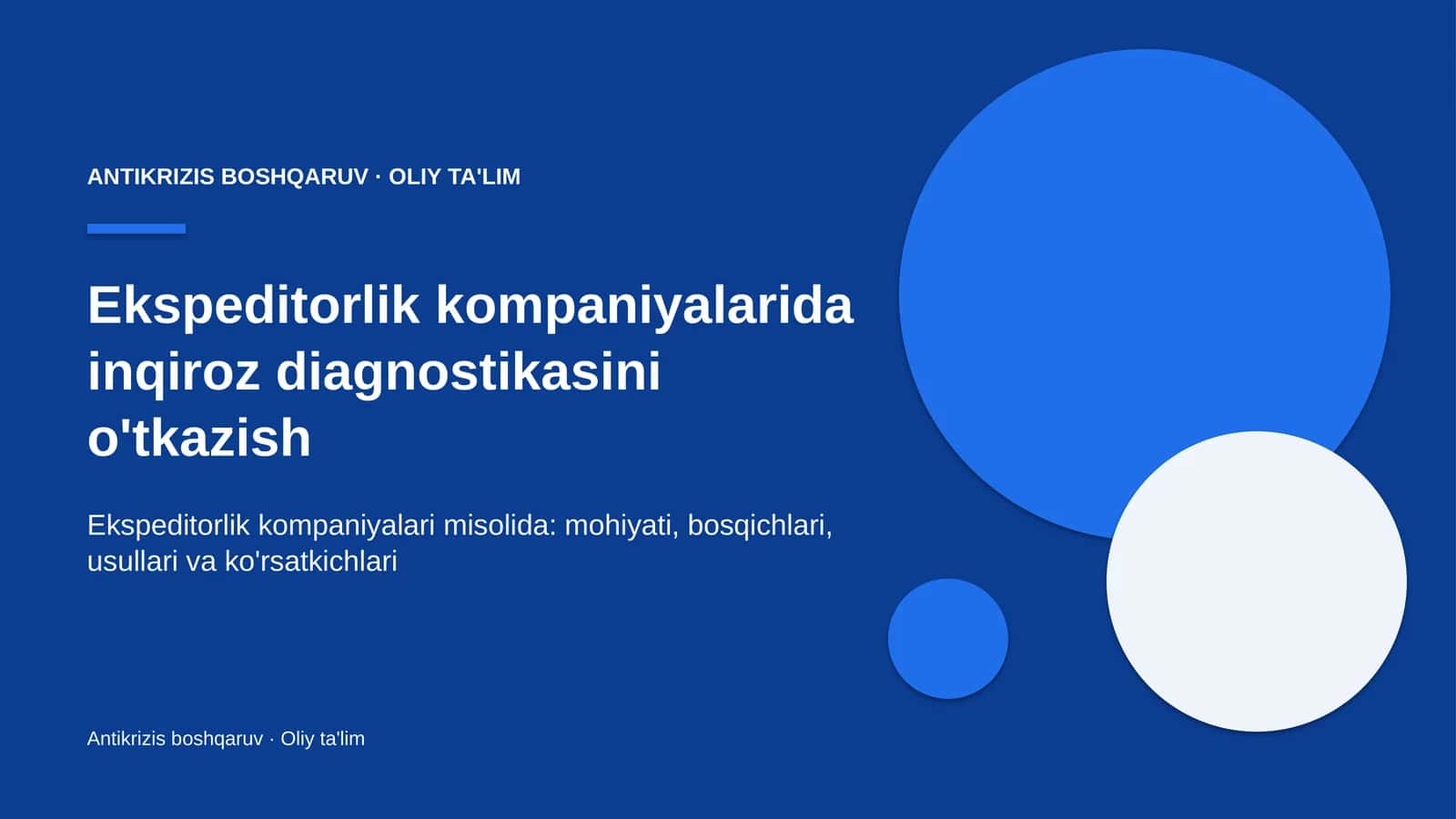 ekspeditorlik kompaniyalarida inqiroz diagnostikasini o'tkazish 1811