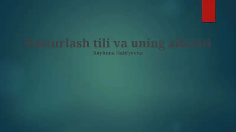 Dasturlash tili va uning alfaviti