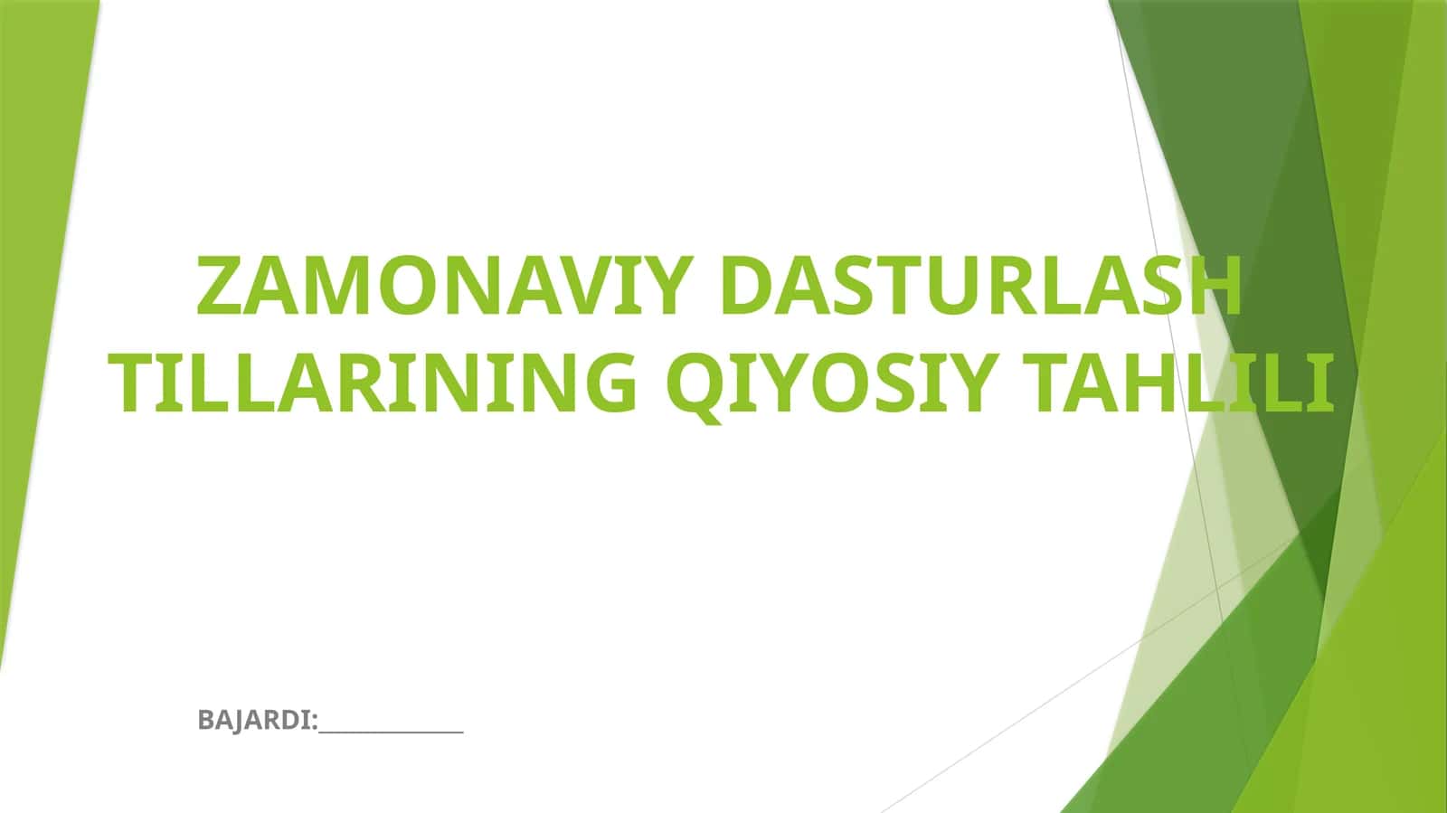 Zamonaviy Dasturlash Tillarining Qiyosiy Tahlili