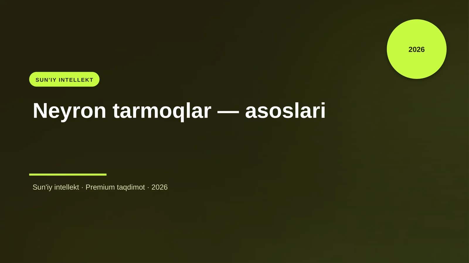 Neyron tarmoqlar — asoslari