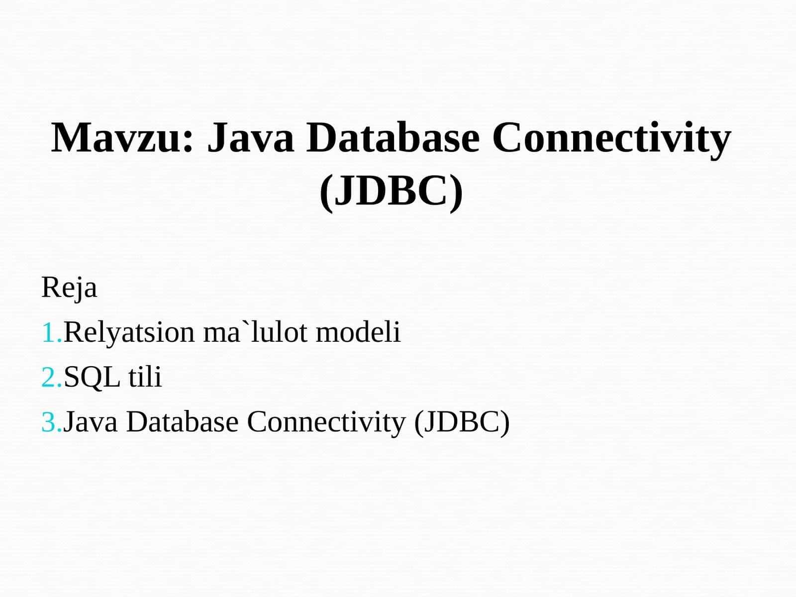 Java Database Connectivity (JDBC)
