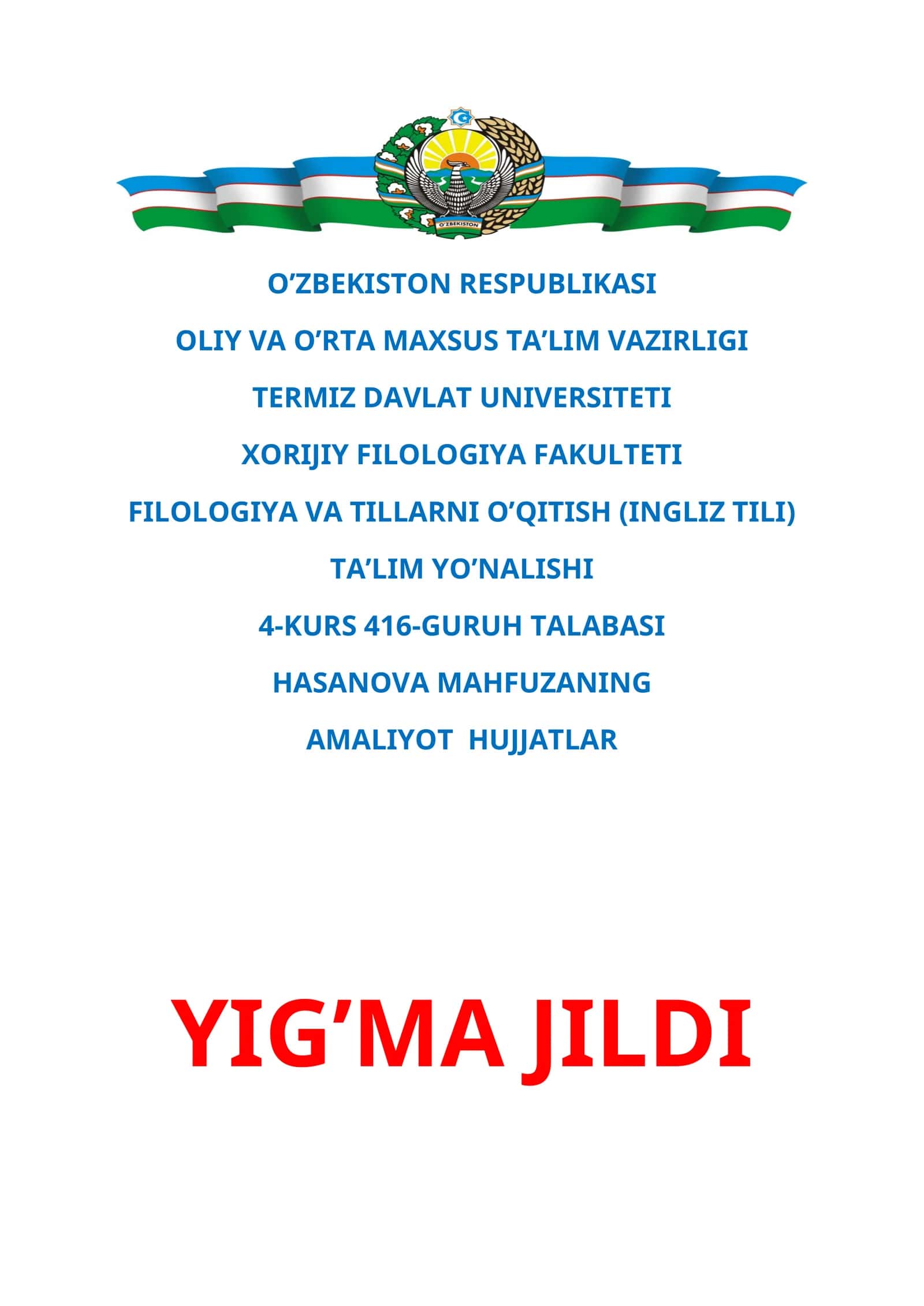 Amaliyot Hujjatlari Yig'ma Jildi