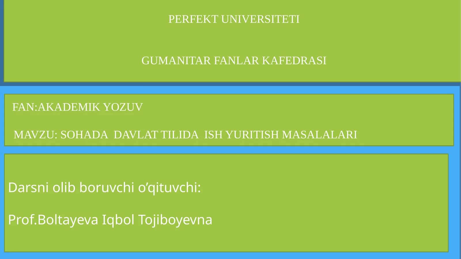 SOHADA DAVLAT TILIDA ISH YURITISH MASALALARI