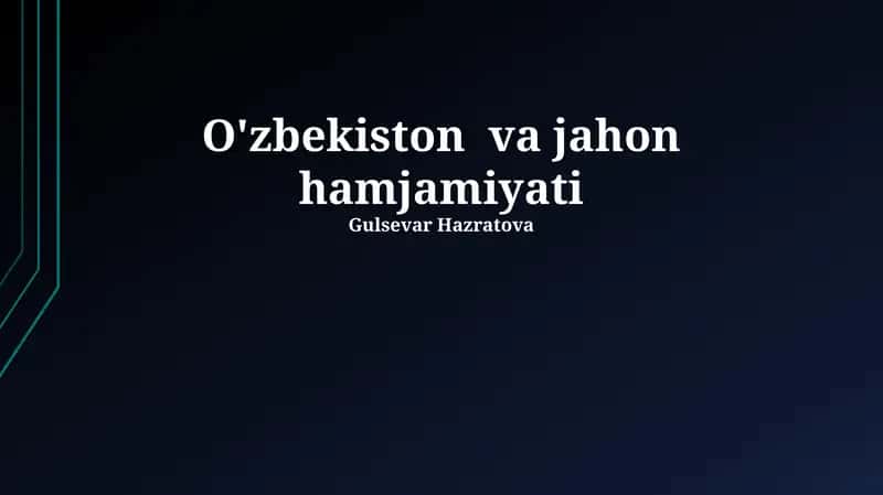 O'zbekiston va jahon hamjamiyati