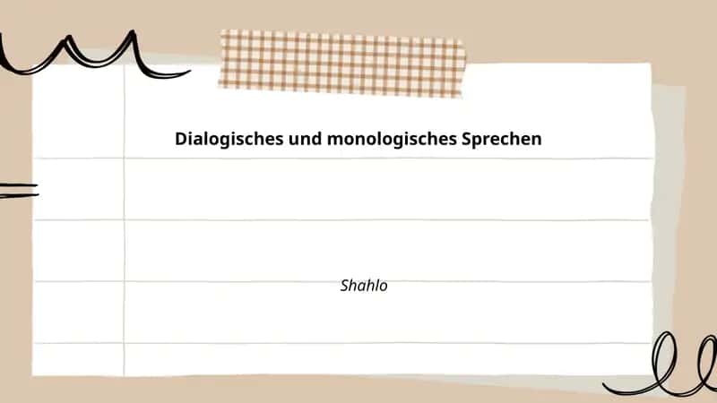 Dialogisches und monologisches Sprechen