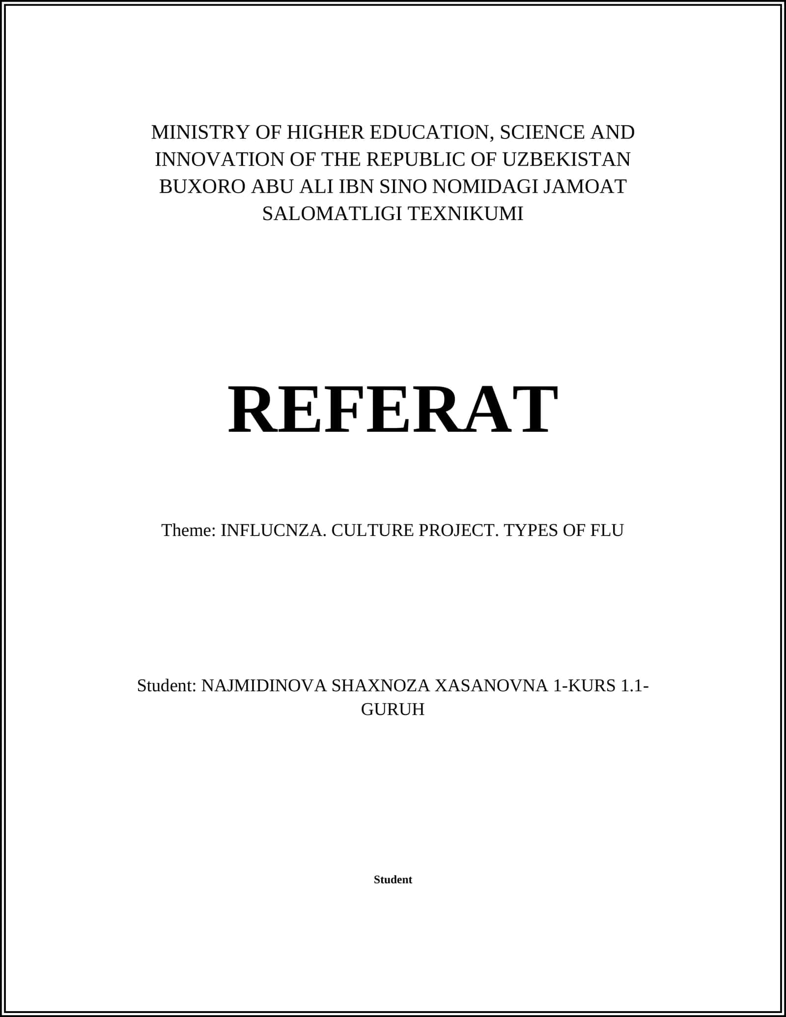 Referat: INFLUCNZA