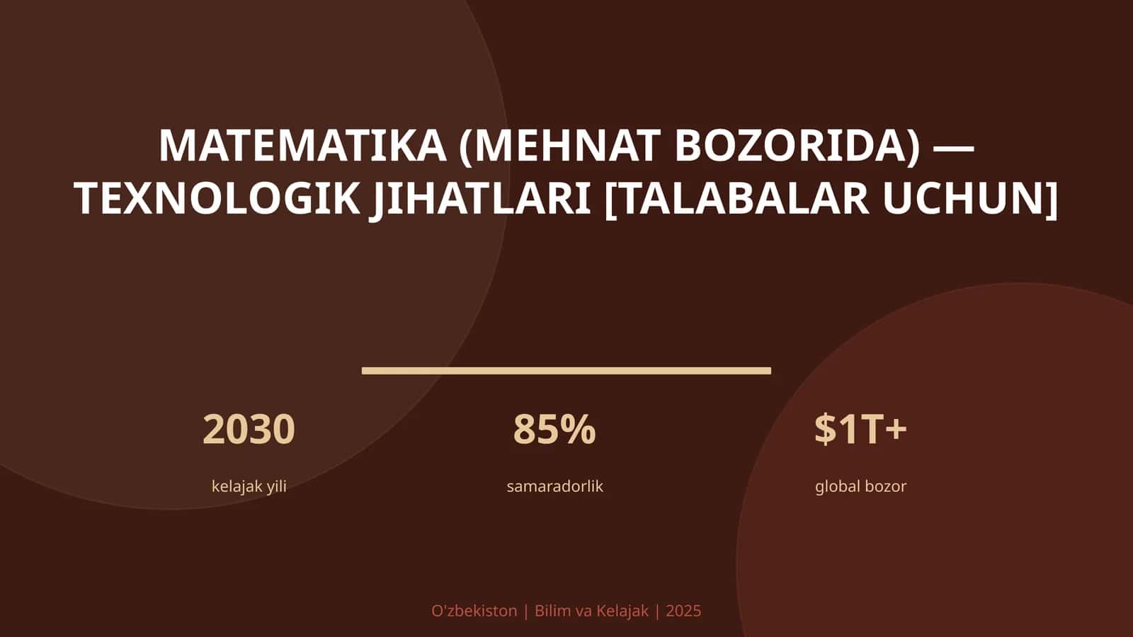 Matematika (mehnat bozorida) — texnologik jihatlari [talabalar uchun]