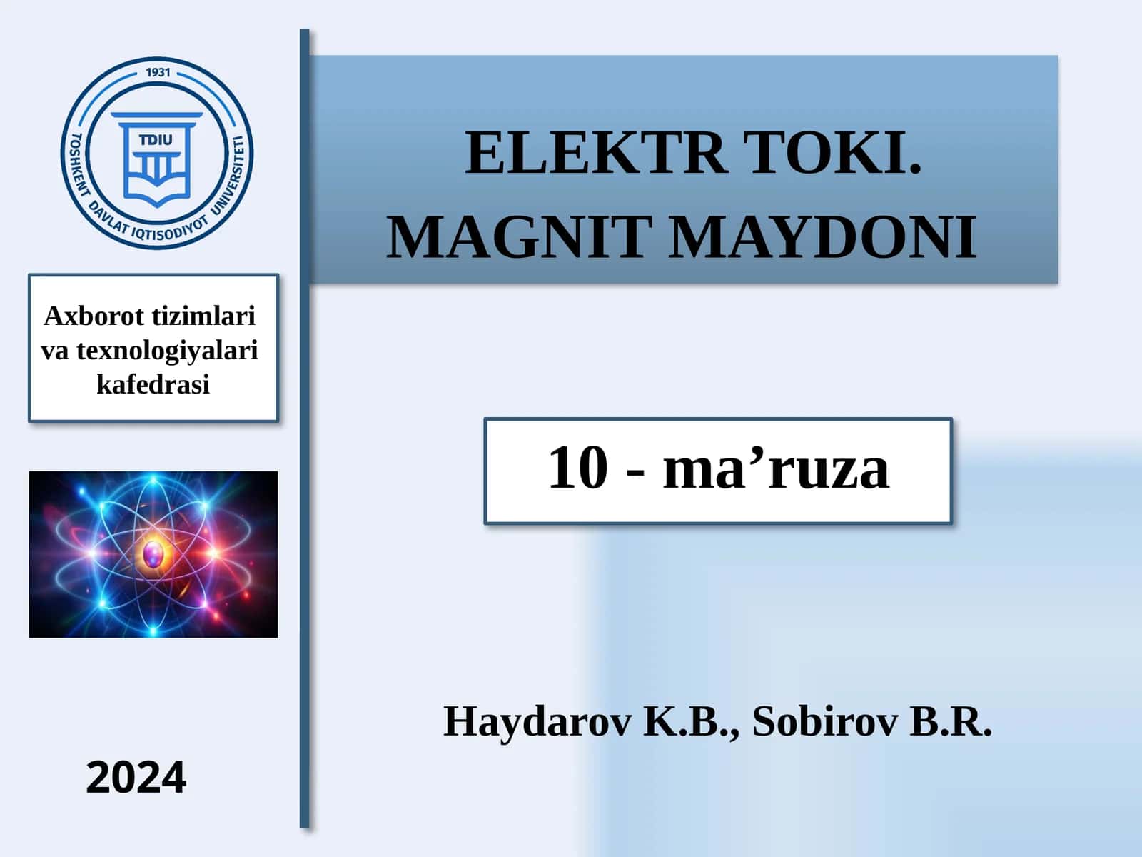ELEKTR TOKI. MAGNIT MAYDONI