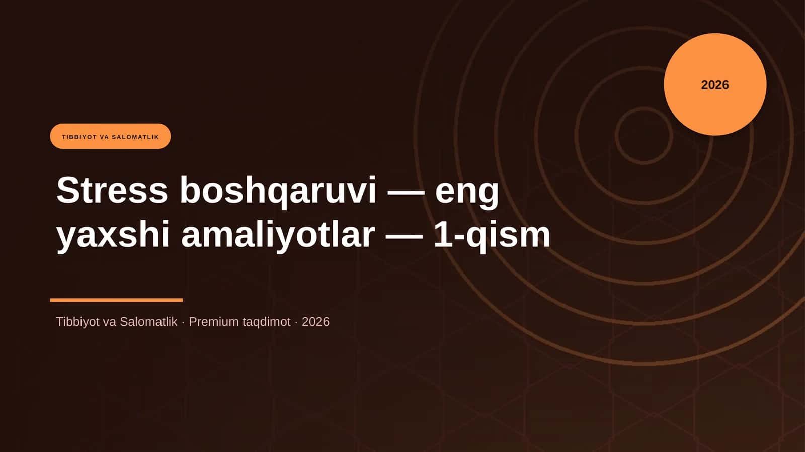Stress boshqaruvi — eng yaxshi amaliyotlar — 1-qism