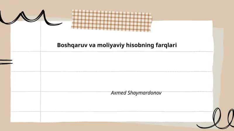 Boshqaruv va moliyaviy hisobning farqlari