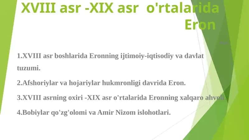 XVIII asr -XIX asr o'rtalarida Eron