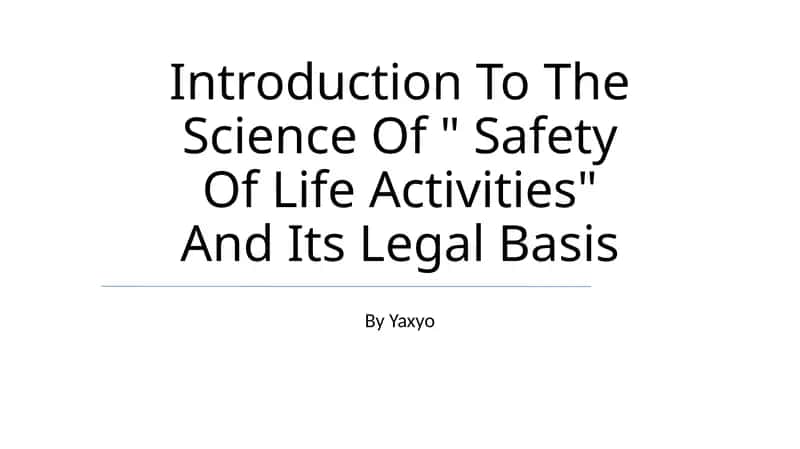 Hayot faoliyati xavfsizligi tarixi