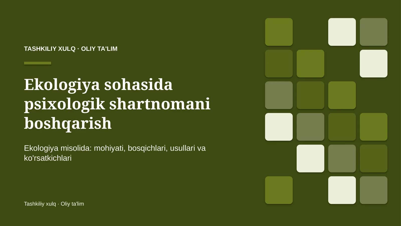 ekologiya sohasida psixologik shartnomani boshqarish 6931