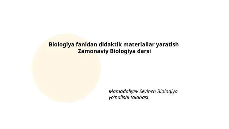 Zamonaviy Biologiya darsi