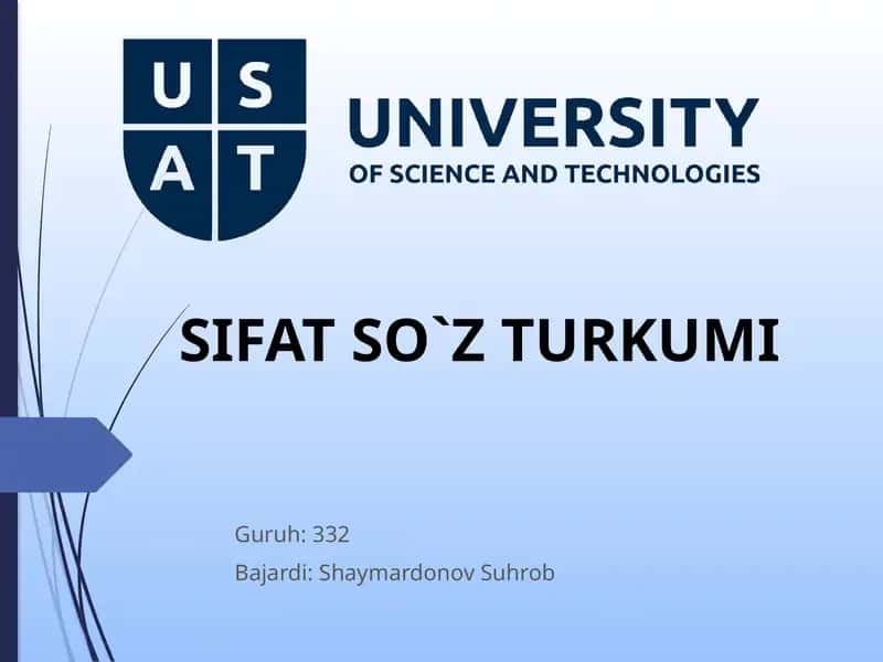 SIFAT SO`Z TURKUMI