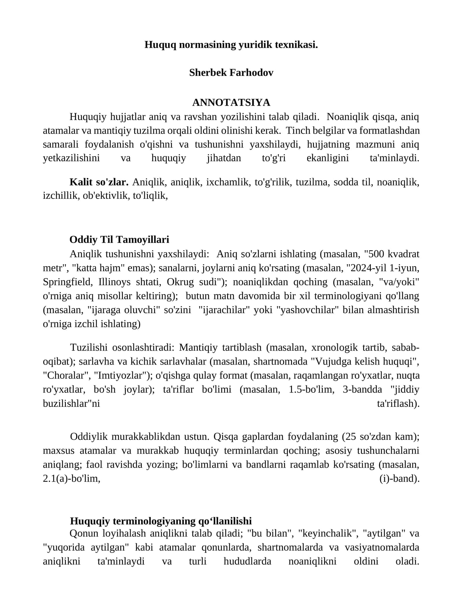 Huquq normasining yuridik texnikasi