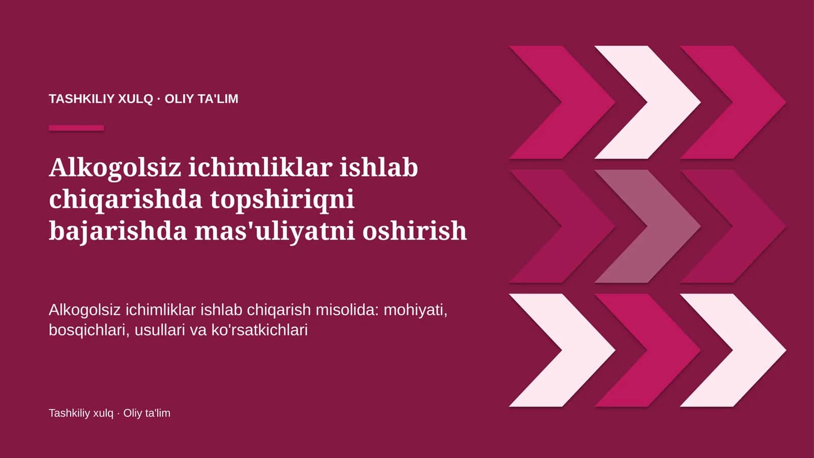 Alkogolsiz ichimliklar ishlab chiqarishda topshiriqni bajarishda mas'uliyatni oshirish