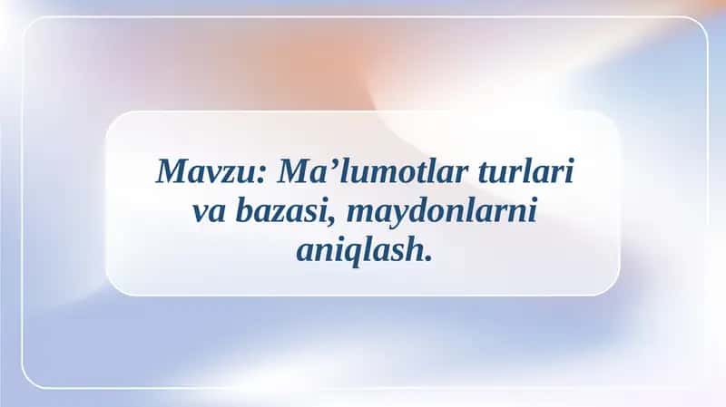Ma’lumotlar bazasi