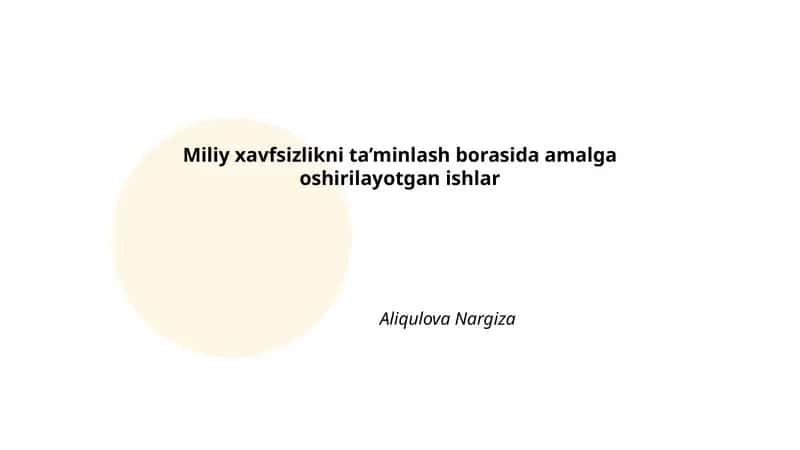 Miliy xavfsizlikni ta’minlash borasida amalga oshirilayotgan ishlar
